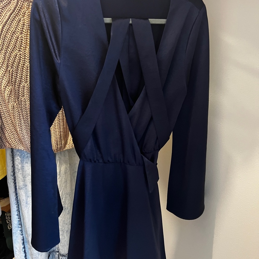 Navy mini wrap dress - Picture 5 of 5
